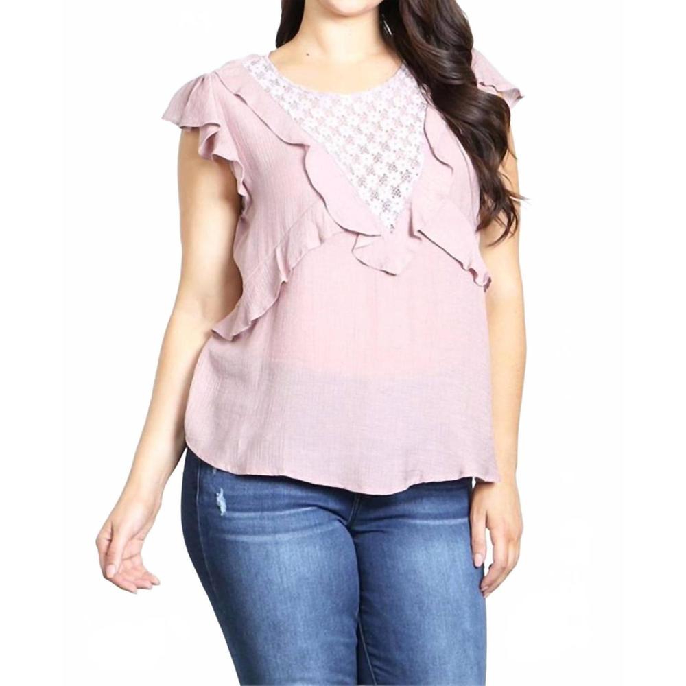 NEW ZENOBIA ruffle lace flutter sleeve blouse in light purple